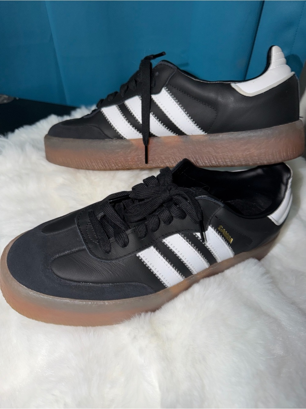 Adidas  Black and White Samba-Style Athletic Sneakers